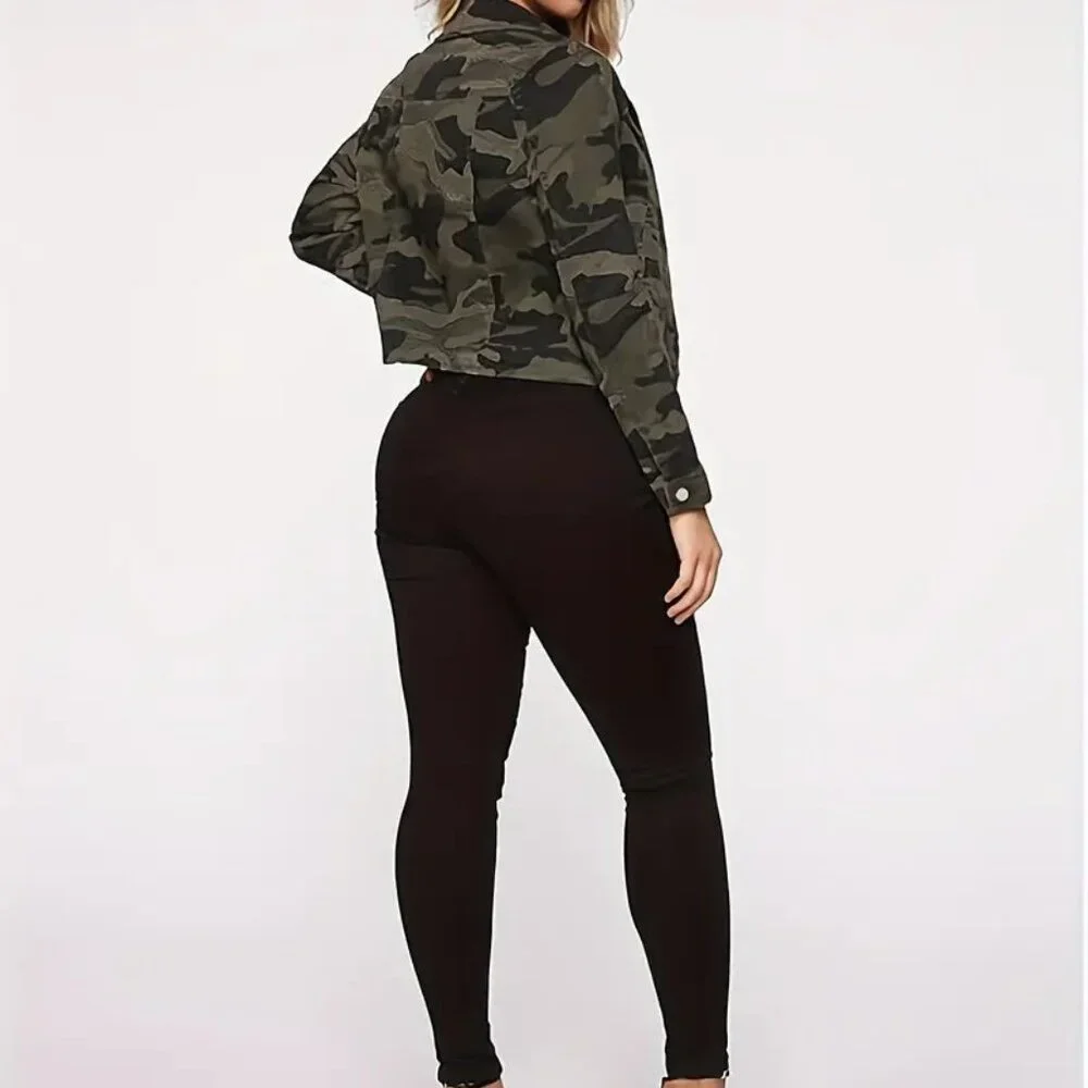 Washed Camo Denim Jacket (Size: L - XL ) - Picture 3 of 4